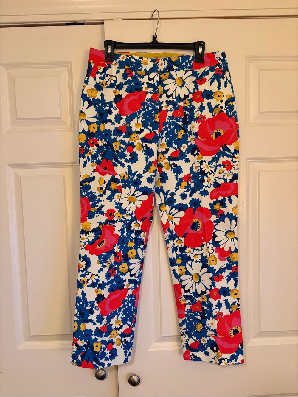 Boden Women’s Floral Crop Pants in White, Blue, Pink & Yellow